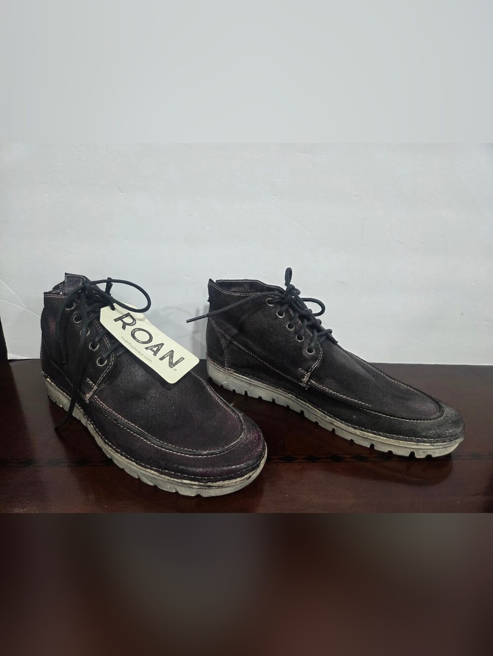 NEW Roan Bed Stu Tobias Men's Black / Burgundy  Chukka Boots Sz.9.5 no Box (EE)